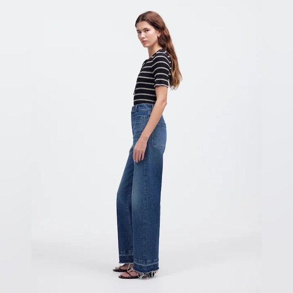 Madewell Petite Emmett Wide Leg Jean Let Down Hem Edition Archbald Wash 24P $138 - Picture 11 of 14